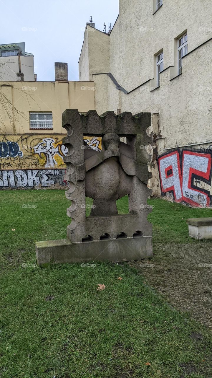 A monument to the postage stamp near the museum.