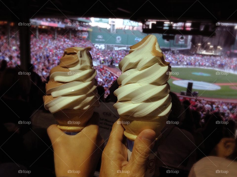 Ice cream at the ballpark . Baseball + ice cream = 😃. Hands holding ice cream mission 