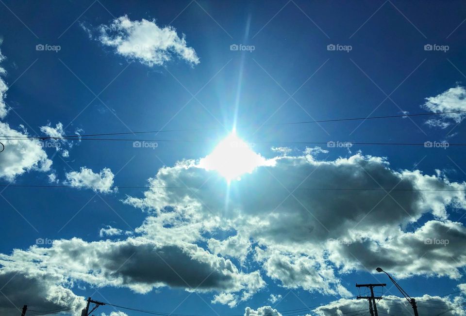 Blue sunny afternoon sky