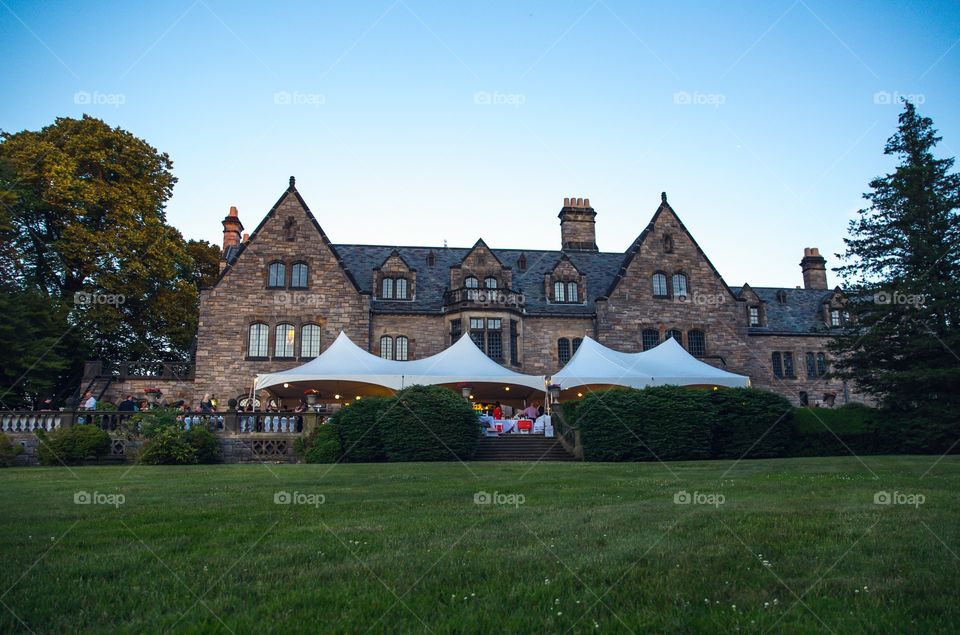 Estate party, summer sunset 