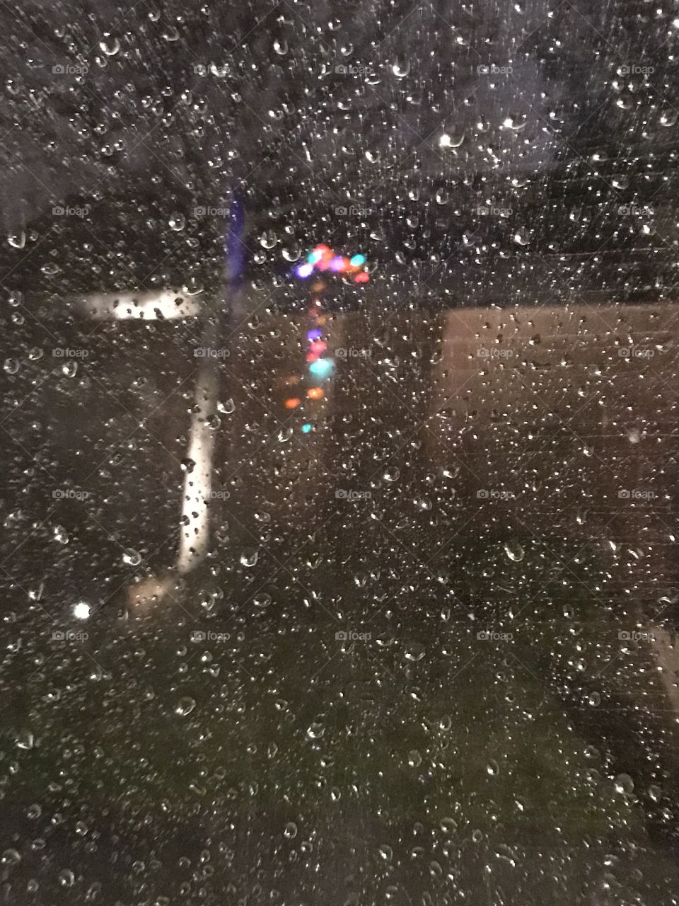 Colorful lights in the rain