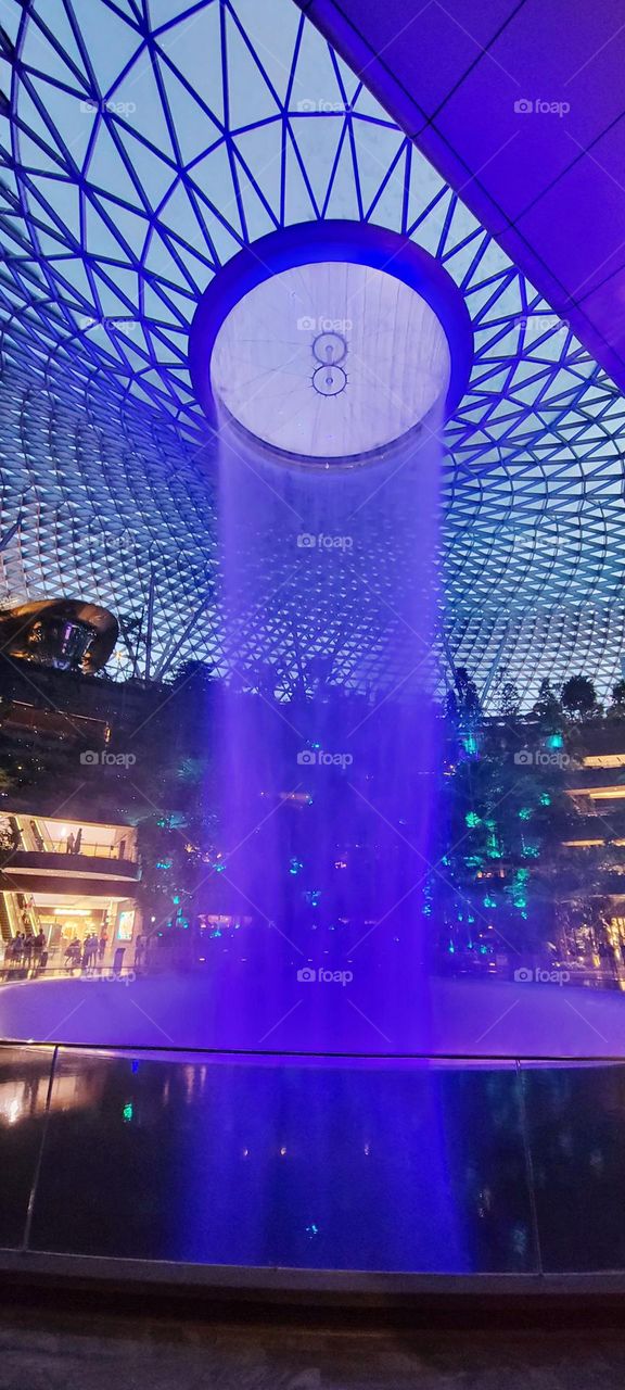 Singapore Airport indoor waterfall