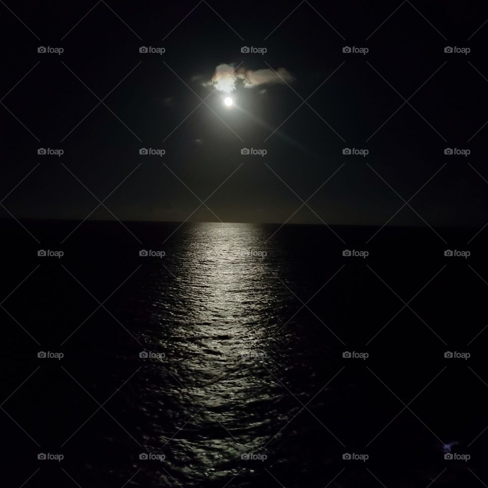 Moon on the ocean