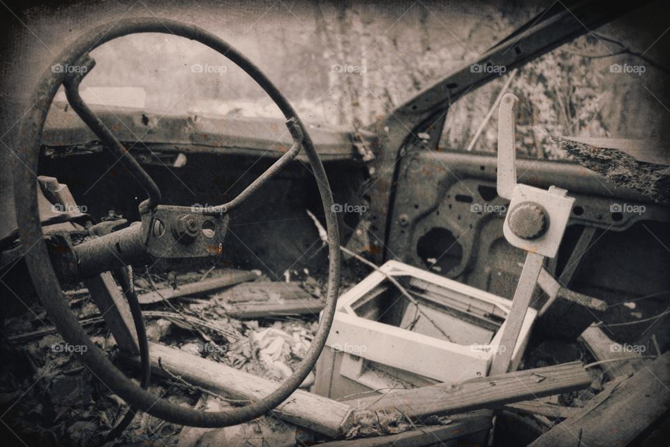 Junk car and overhead projector