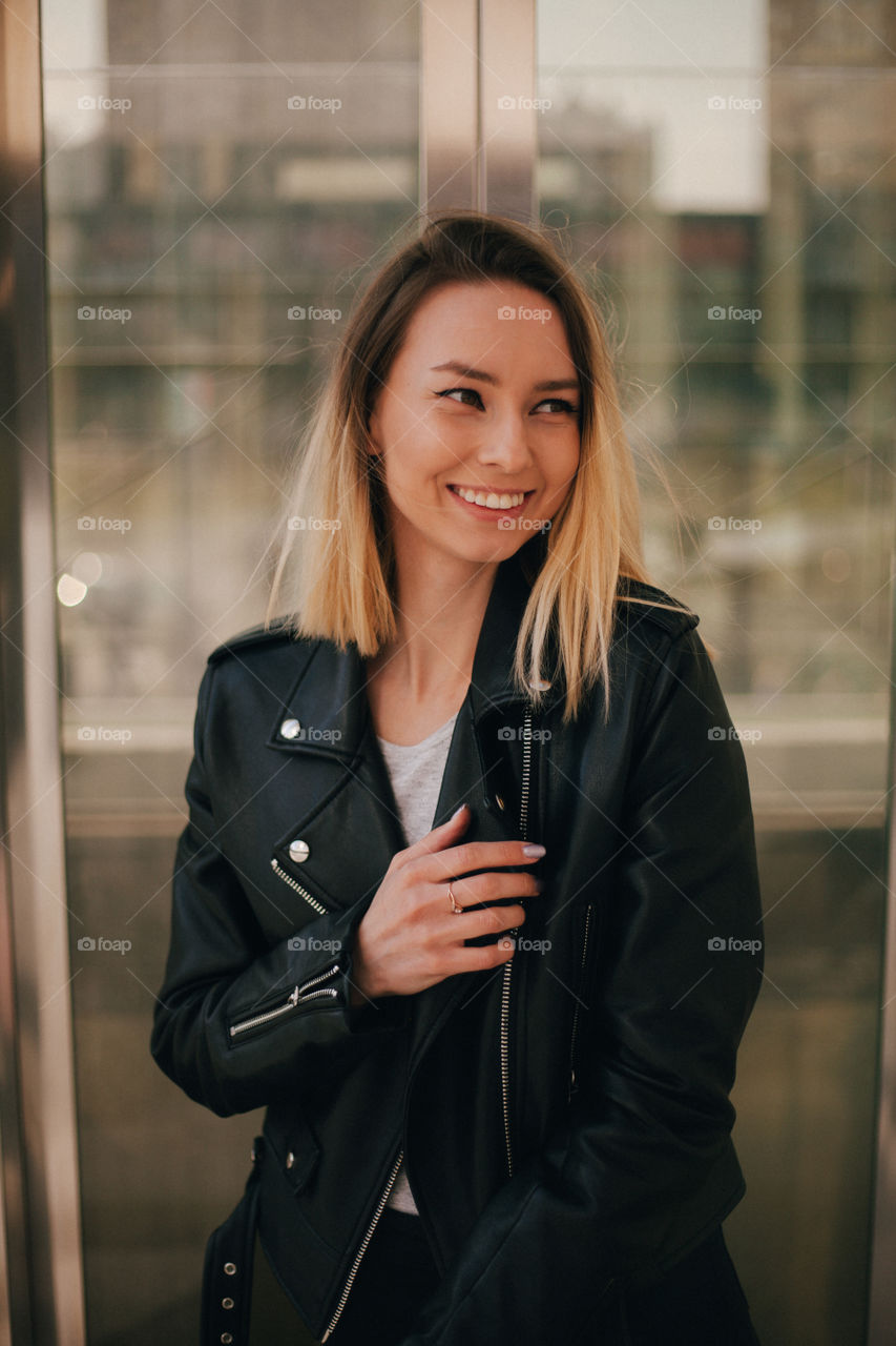 portrait of happy woman outdoors