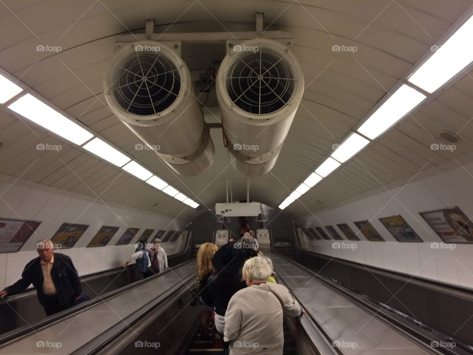 Subway escalator in Budapest 