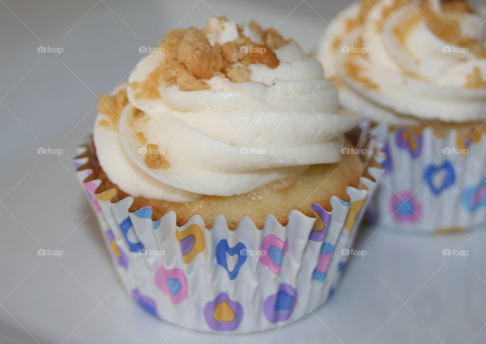 Cookie Crumble Cupcake . Homemade vanilla cookie cupcake with buttercream icing. 