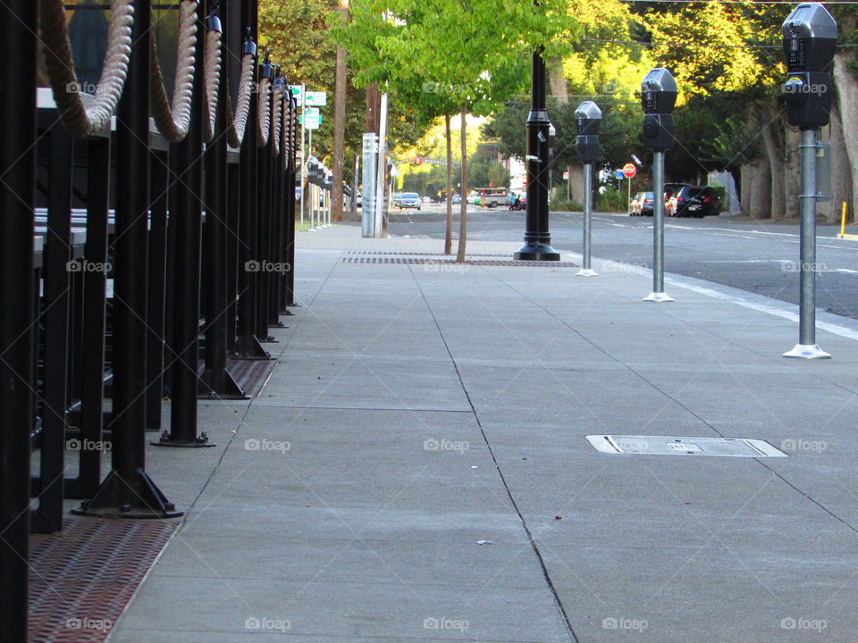 early morning sidewalk view