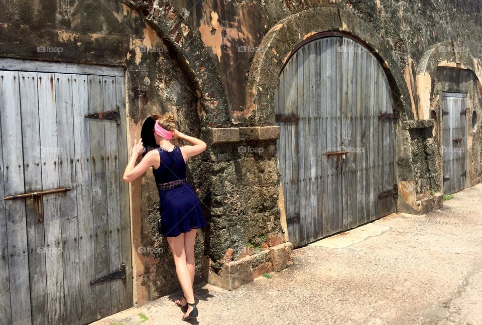 Looking through the window at Castillo San Felipe del Morro in Old San Juan, Puerto Rico