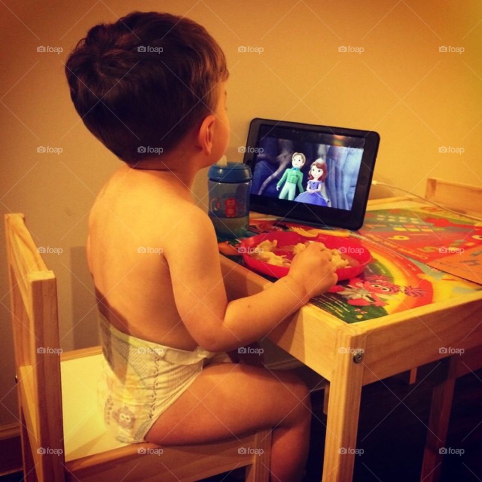 My little technologist . Two years old and work iPad 