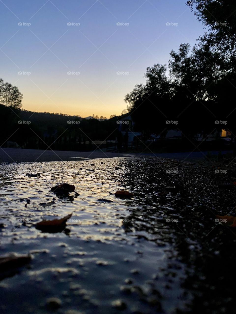 Sunset on Saddle Way Street by Lake Nacimiento California 