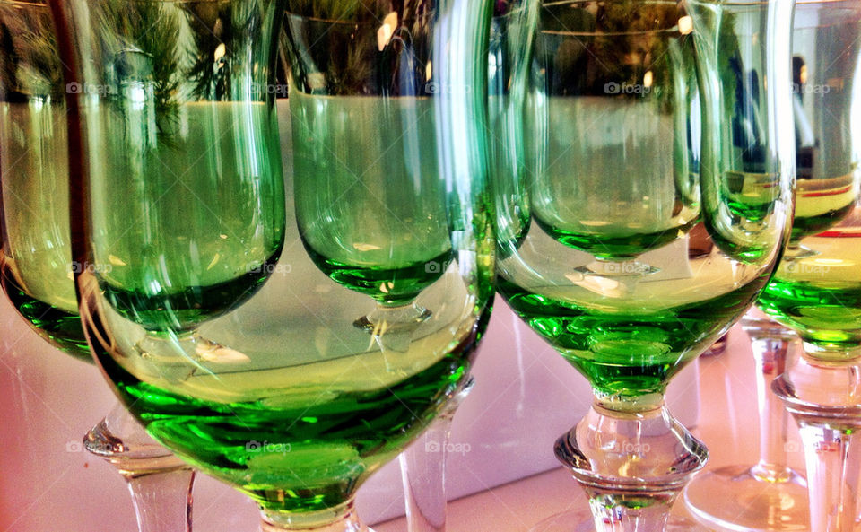 green glass reflection wine by percypiglet