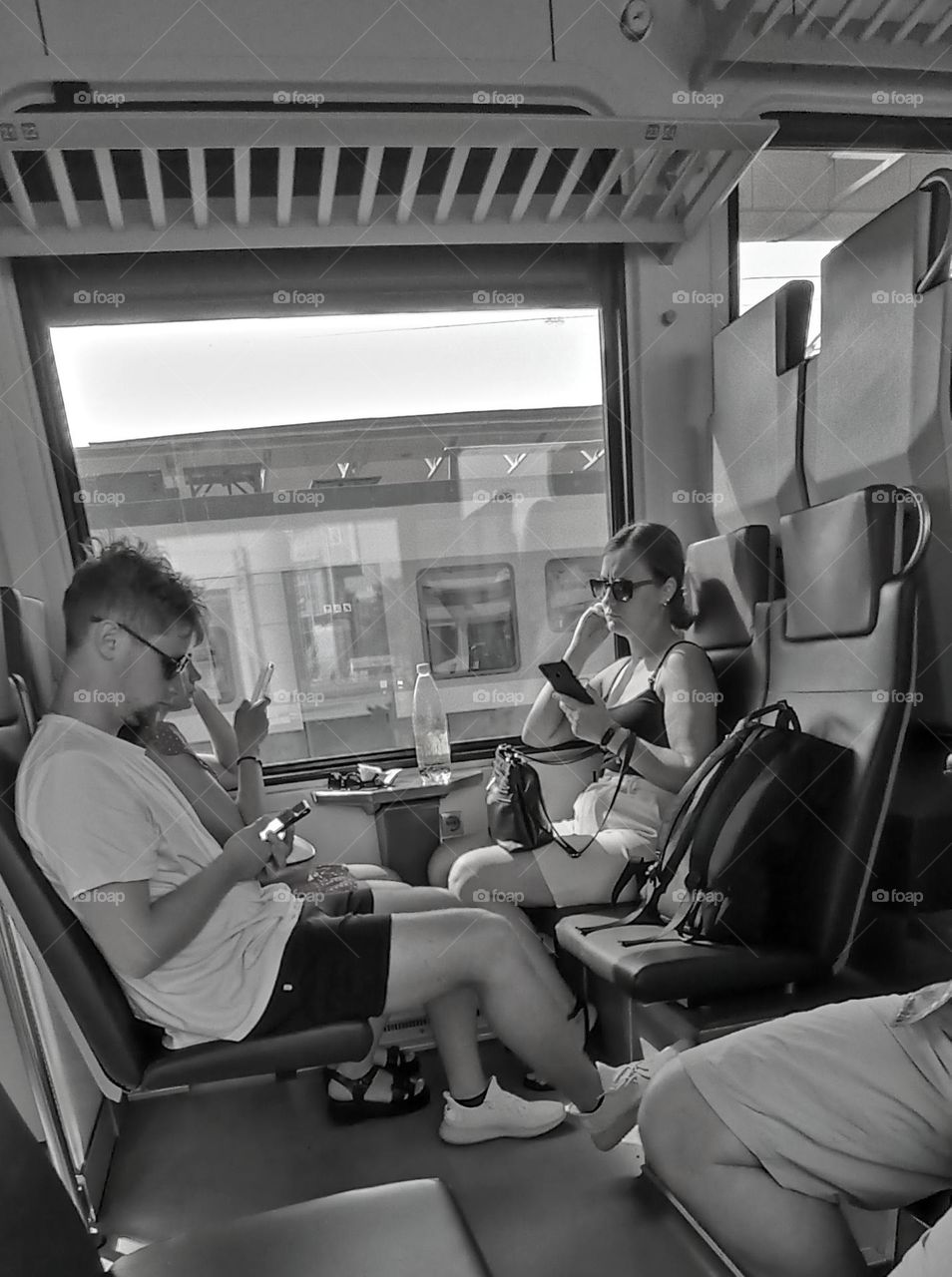 people on a public transport, transportation