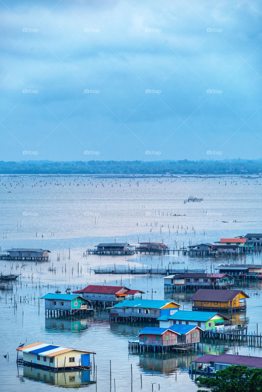 Beautiful scene of colorful home stay in sea scape at Ko Yo Thailand