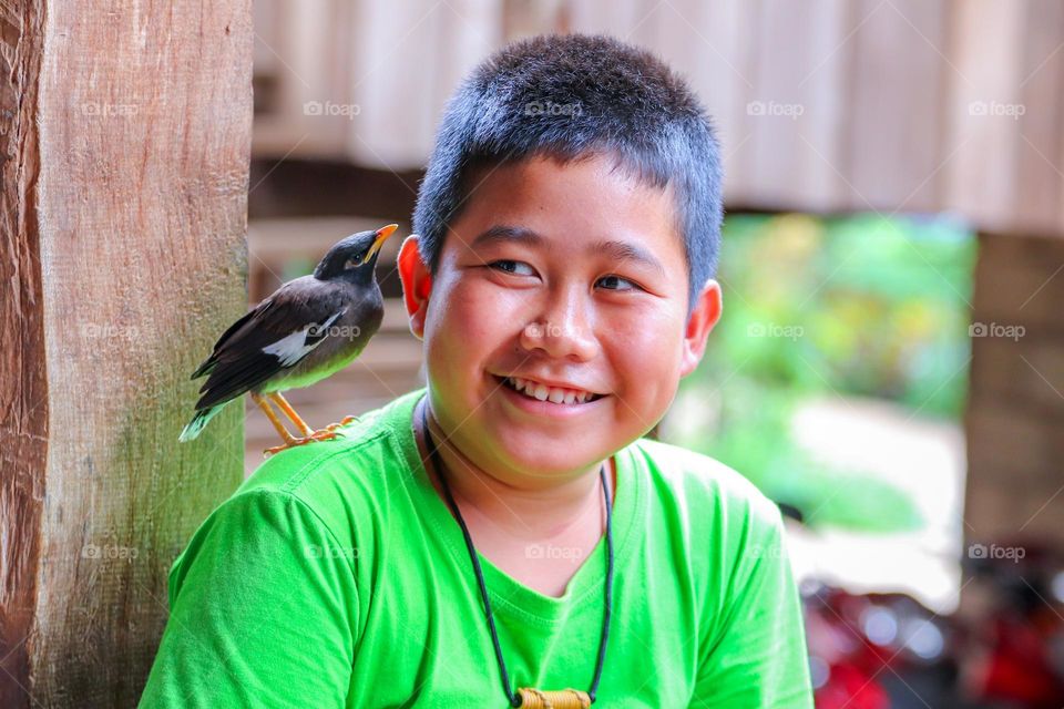 boy and bird