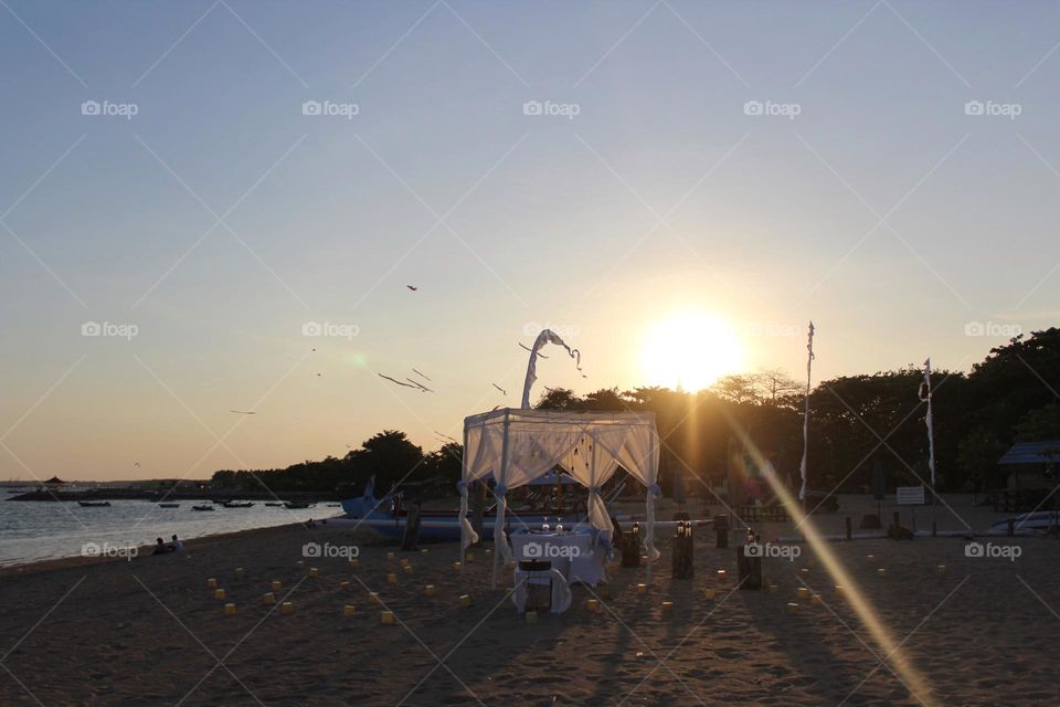 Romantic evenings along Sanur resort area of Bali island