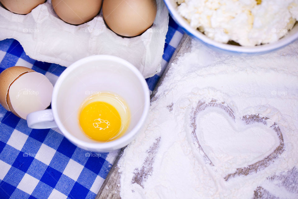 Baking ingredients on table