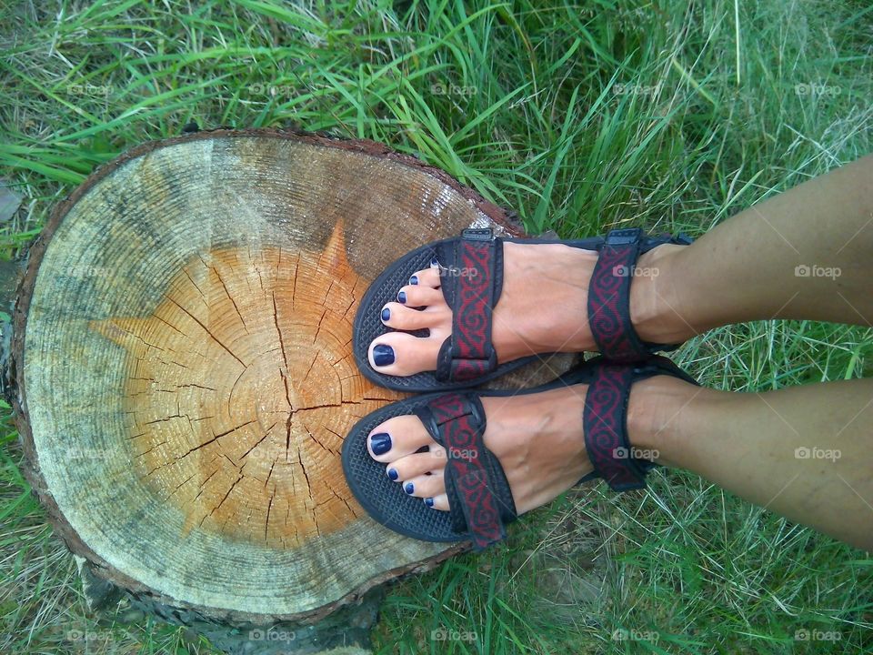 feet on a wooden