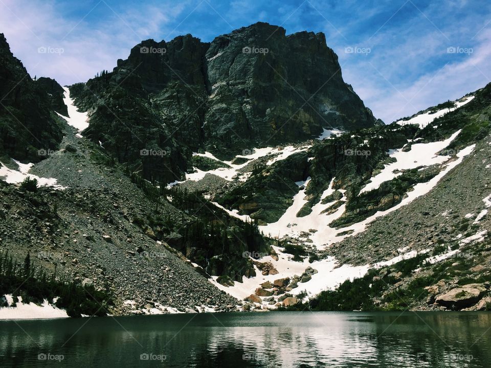 Emerald lake during winter