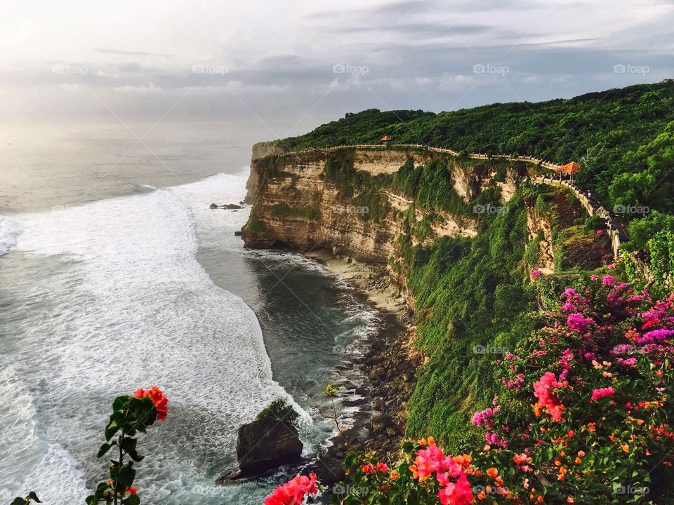 View of cliff in bali, indonesia