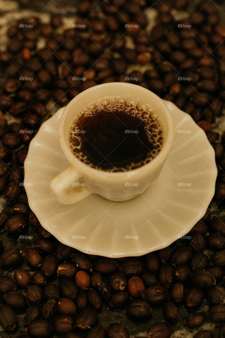 cup of strong and Brazilian coffee
