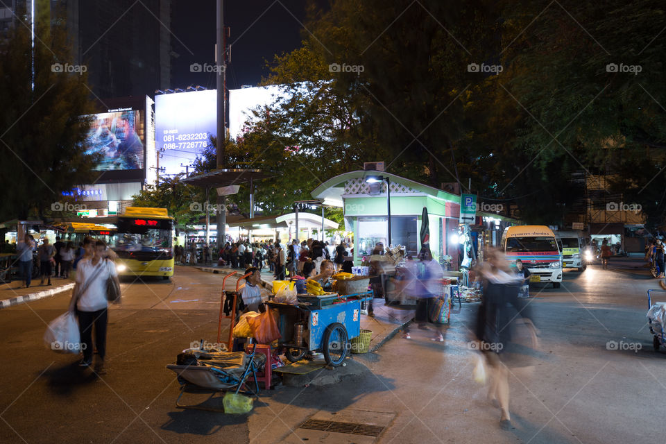 Bus station at night