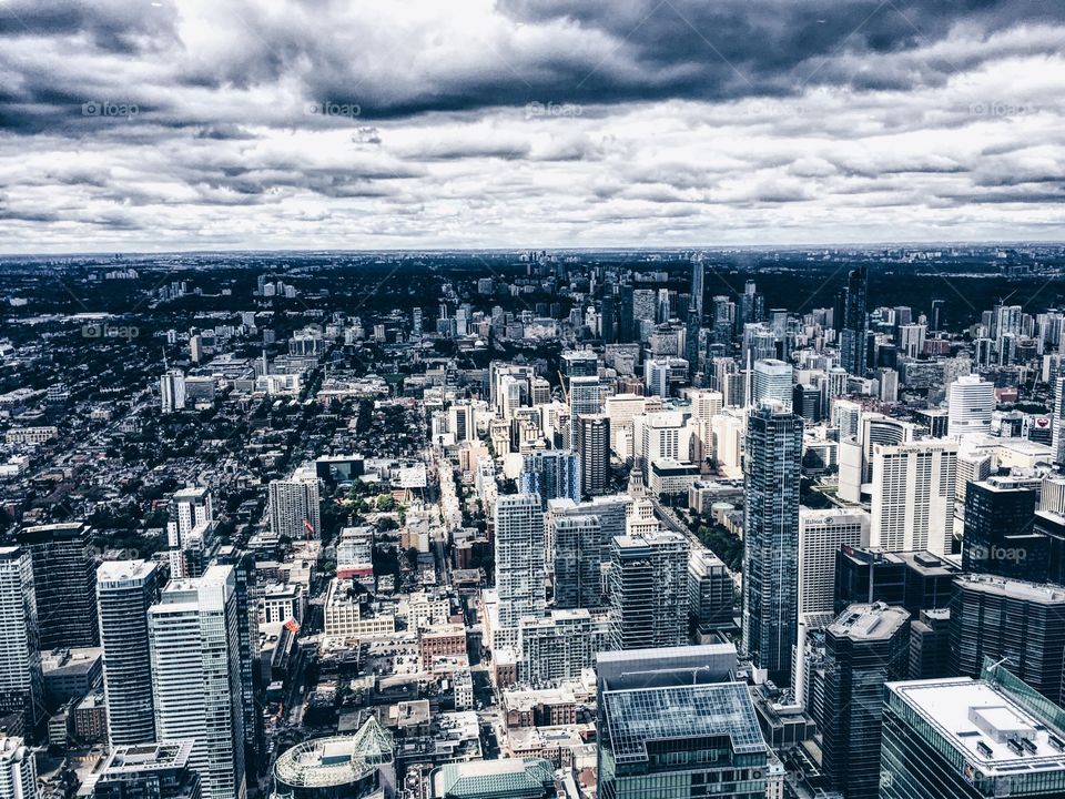 View of city against cloudscape