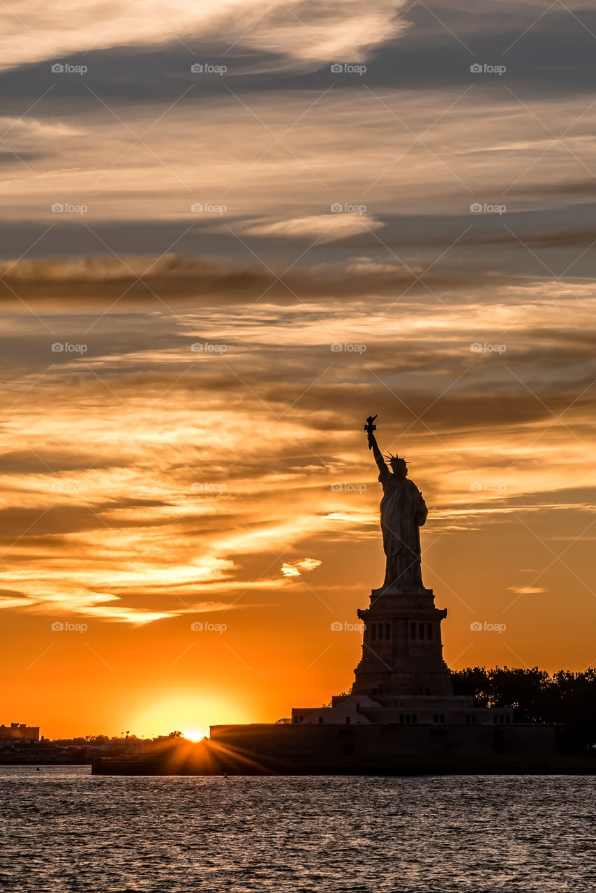 Statue of Liberty at sunset 