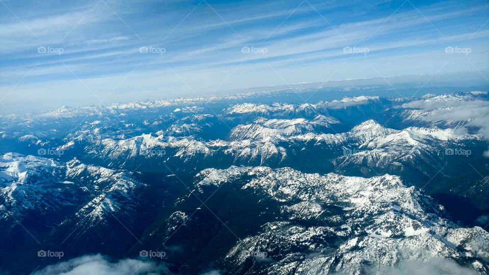 mountain tops from airplane