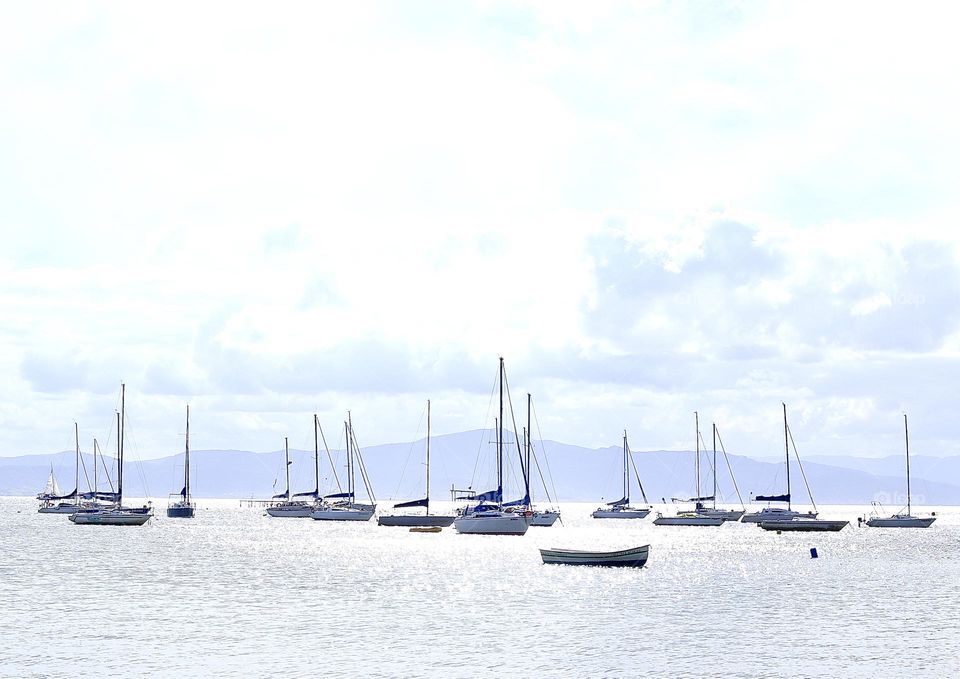 Ships in the sea.