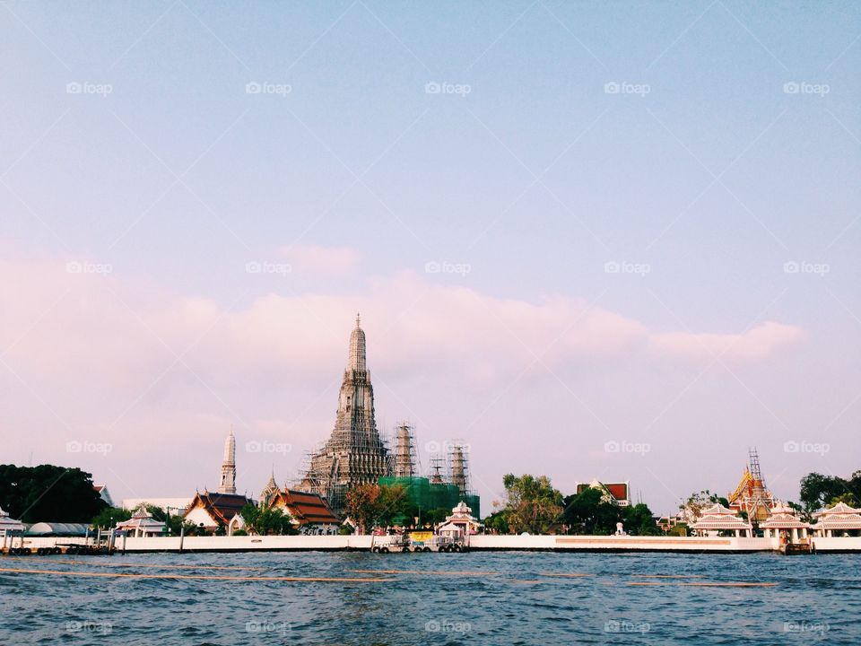 Wat Arun. Clear sky, Bangkok