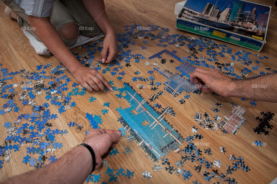 Working together on a puzzle