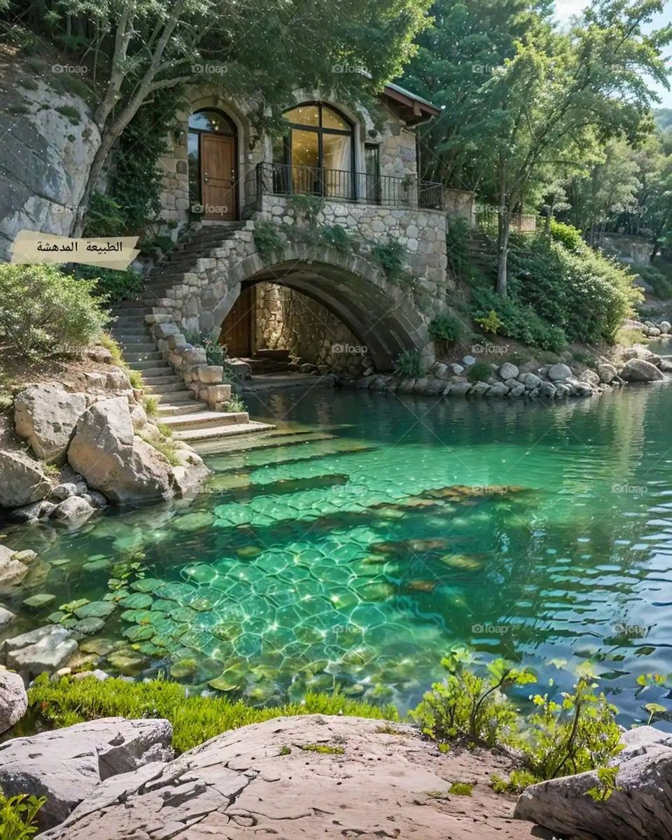 Glory be to God, the magnificent and picturesque view and the natural green trees are a view that is nothing more wonderful than it