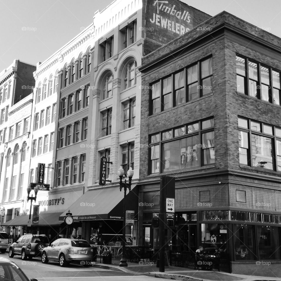 Black and white downtown