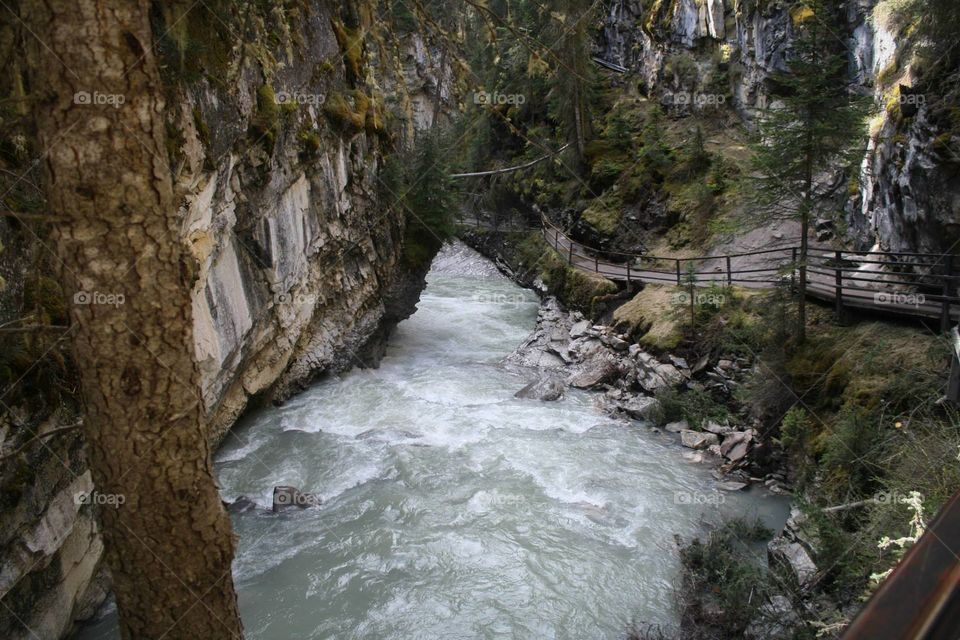 River Flow. River rapids in Banff, Alberta, Canada