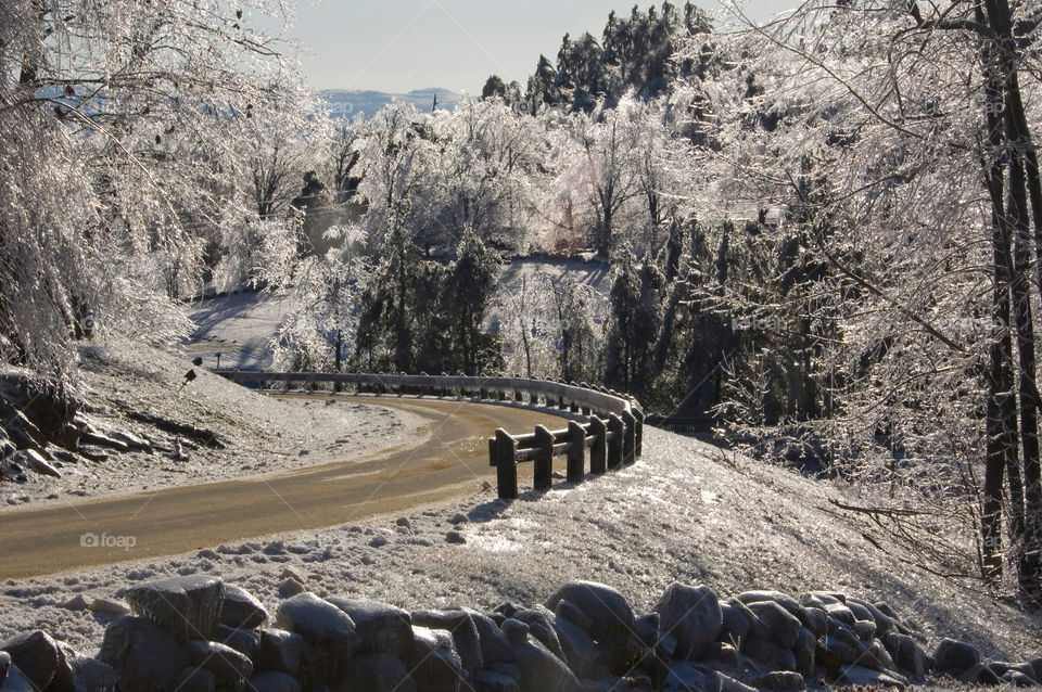 And ice encased landscape after an ice storm