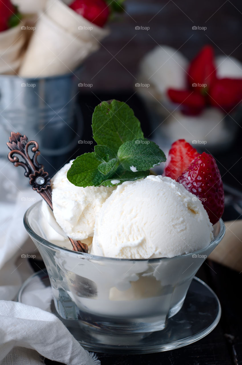 Delicious summer ice cream in cup