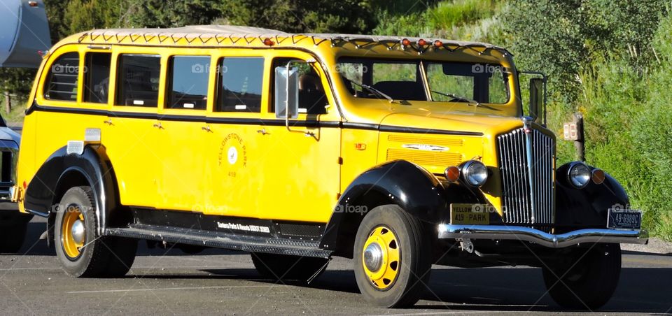 Yellow car at Yellowstone 