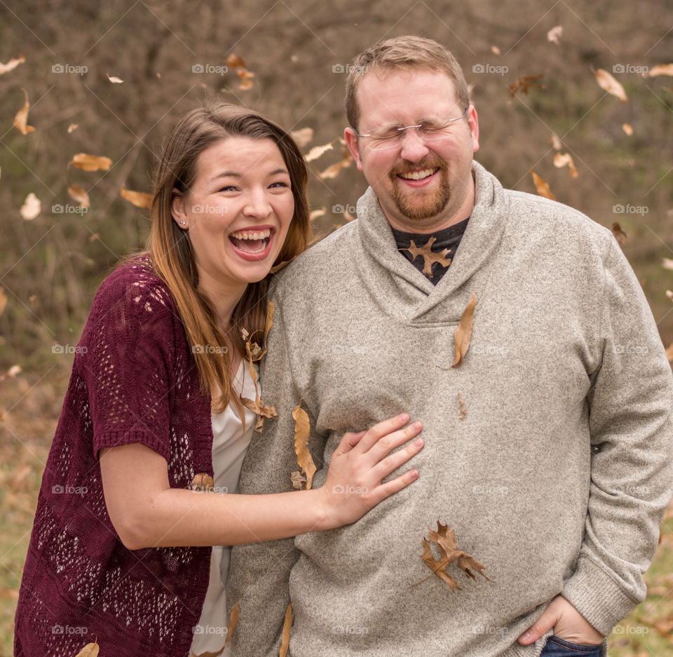 Happy couple having fun outside. 