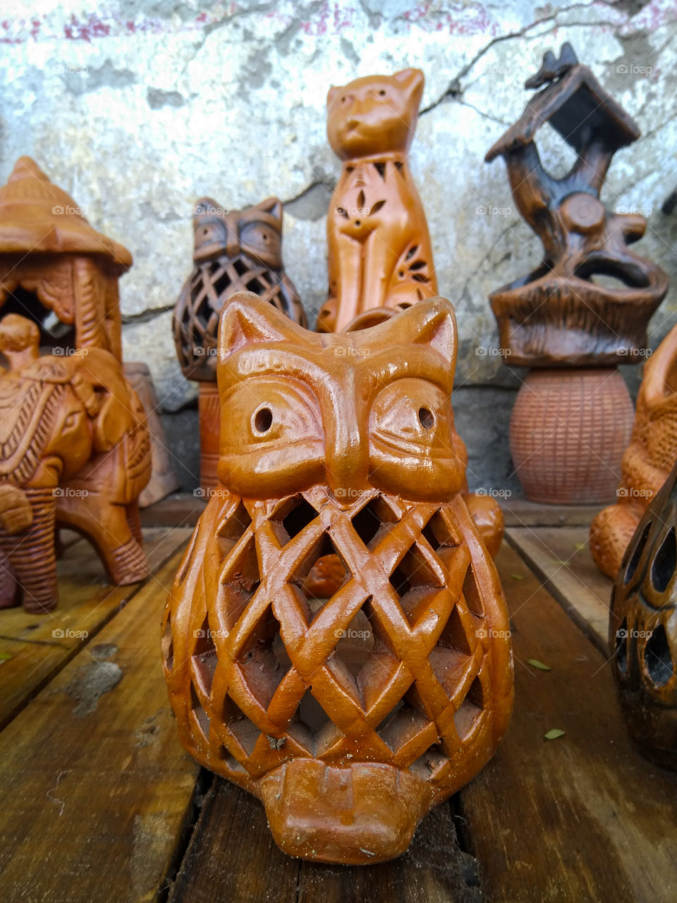 Handmade wood Owl for Decoration