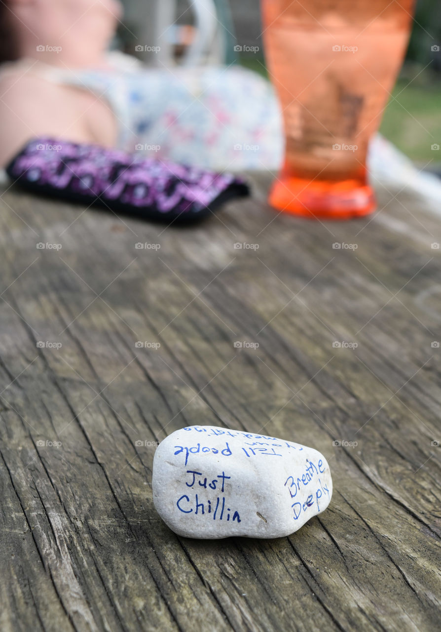 Close up of a meditation stone