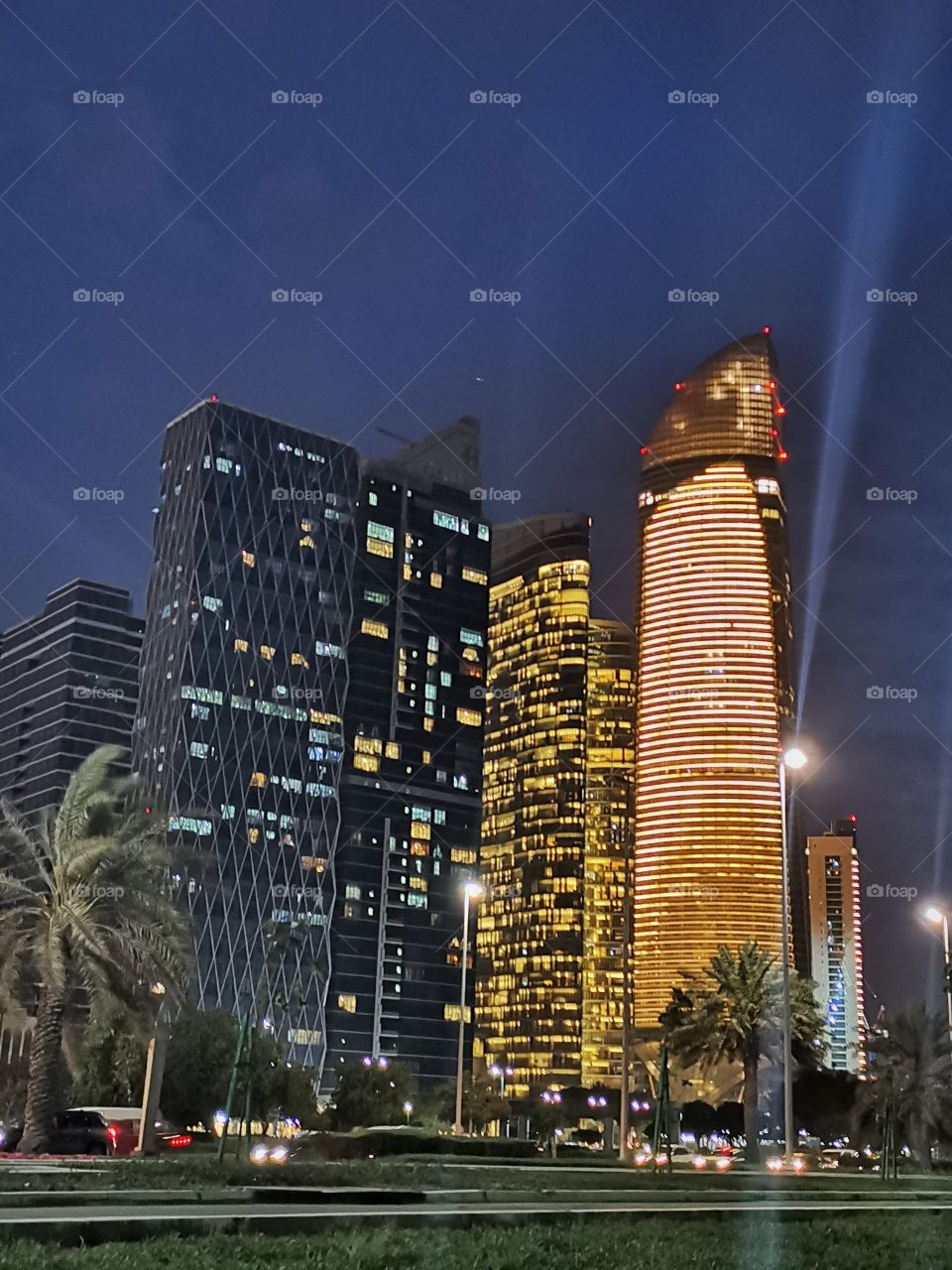 High Rise at night in Abu Dhabi City.