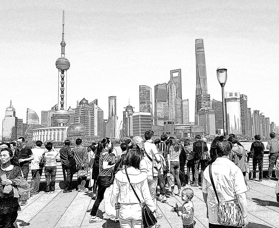 Shanghai's Lujiazui skyline, taken from The Bund.