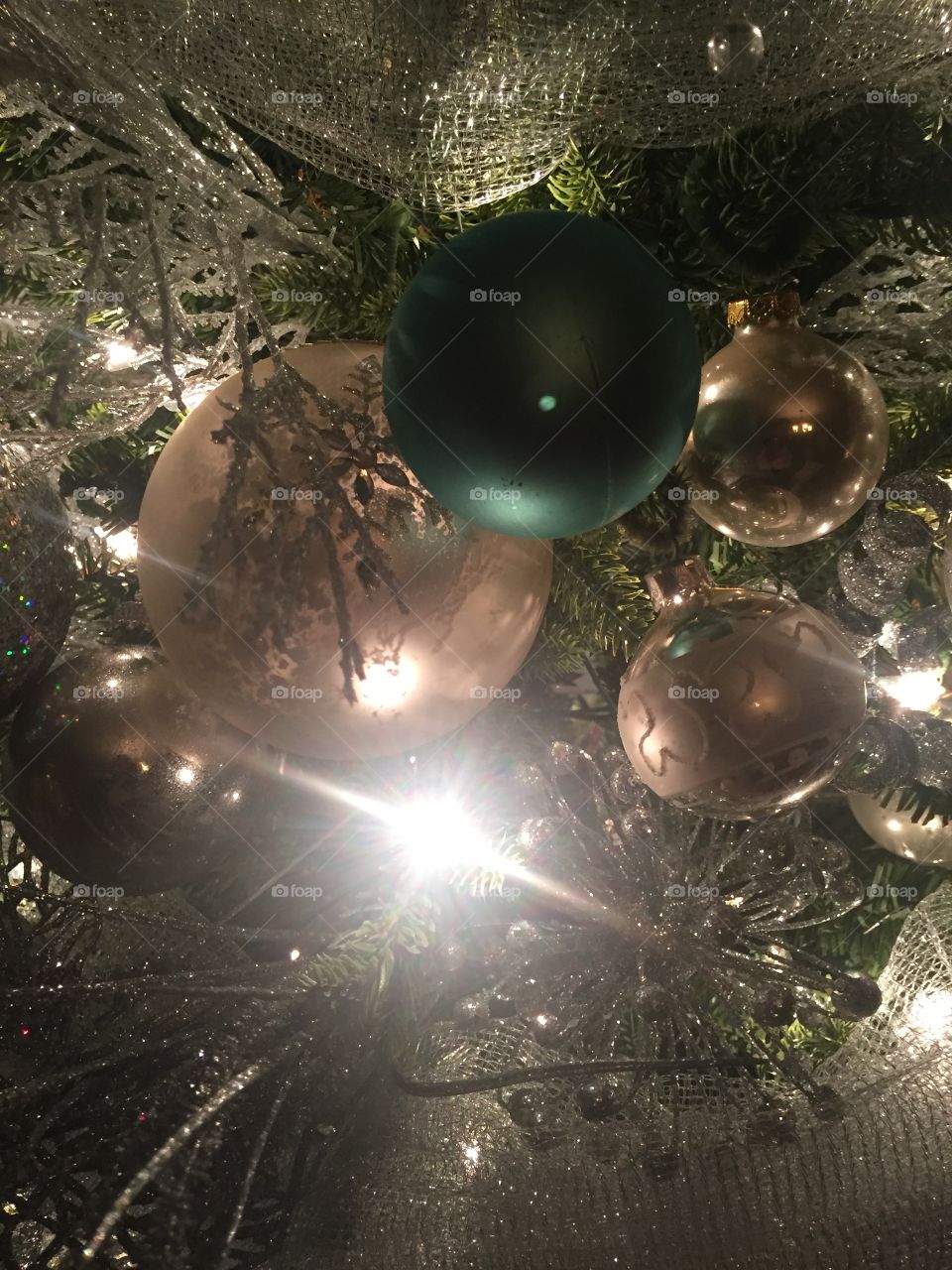 Christmas tree decorations and lights