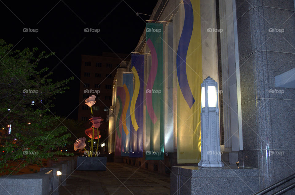 color in the city. walking through downtown