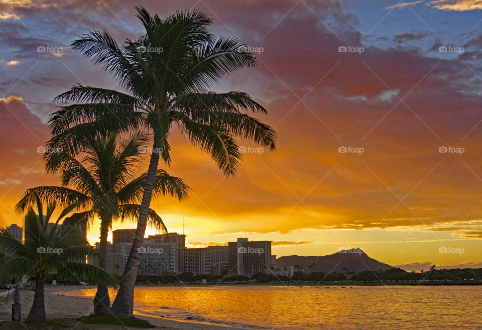 Sunrise over Waikiki Oahu, Hawaii