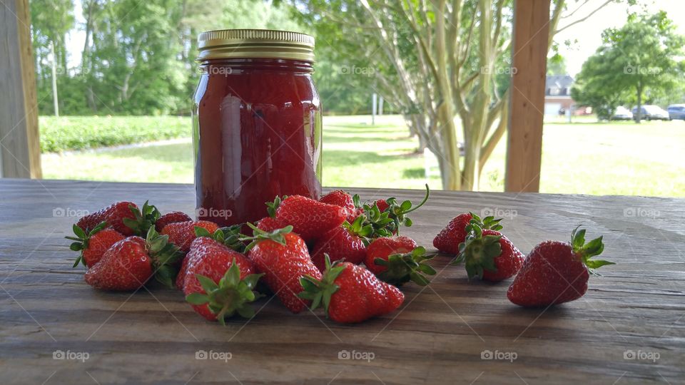 strawberry jam at the field