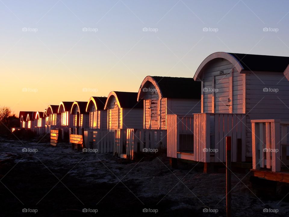 Beachhuts in dusk