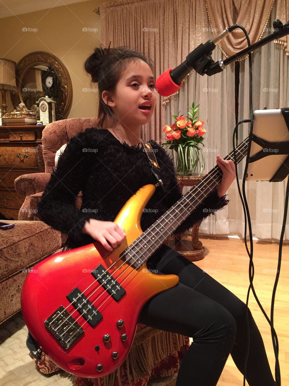My little girl playing her Bass Guitar 
