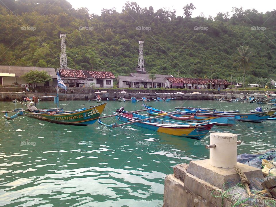 at ketep java island blue sea and boat fisfer